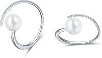 wholesale 925 Sterling Silver White Freshwater Cultured Pearl Spiral Hoop Earrings for Women-A spiral earring