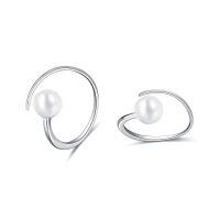 wholesale 925 Sterling Silver White Freshwater Cultured Pearl Spiral Hoop Earrings for Women-A spiral earring