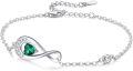 wholesale 925 Sterling Silver Green Heart Evil Eye Infinity Adjustable Bracelet for Women-0-0