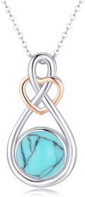 wholesale 925 Sterling Silver Infinity Turquoise Pendant Necklaces Gifts for Women-0-0