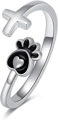 wholesale Sterling Silver Toe Rings for Women Butterfly Dragonfly Pet Paw Prints Adjustable Beach Open Toe Rings-Paw