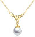 wholesale 14K Gold Celtic Knot & Freshwater Pearl Pendant Necklaces for Women's-0-0
