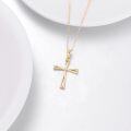 wholesale 14K Gold Crystal Embellished Cross Pendant Chain Necklaces for Women 28-0-3