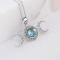 wholesale 925 Sterling Silver & Labradorite Triple Moon Goddess Necklace for Women-0-2