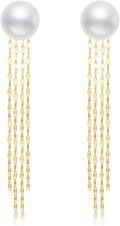 wholesale 14K Gold Yellow  Freshwater Cultured Pearl Long Chain Drop Earrings for Women-0-0