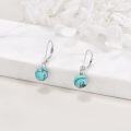 wholesale 925 Sterling Silver Turquoise Round Ball Drop Dangle Leverback Earrings for Women-0-3