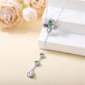 wholesale 925 Sterling Silver Multi-Colored Crystal Lucky Four-Leaf Clover Pendant Necklace for Women-0-1