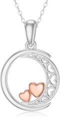 wholesale 14K Gold Heart and Crescent Moon Pendant Necklace with Chain - Unique for Women-0-3