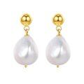 wholesale 925 Sterling Silver Gold Plated Baroque Pearl Drop Earrings For Women-0-0