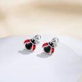 wholesale 925 Sterling Silver Red Black Enamel Ladybug Stud Earrings for Women Girls-0-3