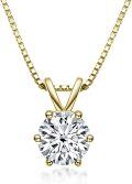wholesale 925 Sterling Silver Plated 14k Yellow Gold Moissanite D VVS1 Round Solitaire Pendant Necklace for Women-0-0