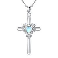 wholesale 925 Sterling Silver Heart Cross Pendant Necklace-Heart
