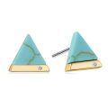 wholesale 925 Sterling Silver Rose Gold Plated Turquoise Triangle Cz Stud Earrings-0-5