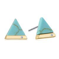 wholesale 925 Sterling Silver Turquoise Triangle Stud Earrings-Gold