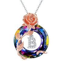 wholesale TOUPOP Mothers Day Gifts For Women Sterling Silver Initial A To Z Letter Pendant Necklace With Volcano Crystal Jewelry Birthday Anniversary Christmas Gifts For Wife Her Girlfriend Mom -color_name:B