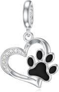 wholesale 925 Sterling Silver & CZ Dog Paw Print Charm for Bracelet - Hypoallergenic Gift for Her, Mom, Wife - Valentine's, Mother's Day, Christmas-0-0