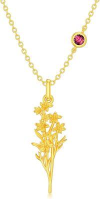 wholesale 925 Sterling Silver 12 Month Birth Flower Bouquet Pendant Necklace w Birthstone Mother s Day Gift-Jul-Larkspur