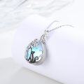 wholesale 925 Sterling Silver Black Cat & Blue Stone Pendant Urn Keepsake Jewelry for Ashes Memory Holder with Funnel and Fill Tool-0-5