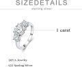 wholesale 3 Ct Moissanite Engagement Wedding Ring For Woman 925 Sterling Silver Moissanite Three Stone Rings D Color Vvs1 Promise Diamond Ring Anniversary Valentine's Day Gifts For Wife Girlfriend Size 6-9 -0-3