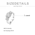 TOUPOP Sterling Silver Moissanite 3 Stone D Color VVS1 Engagement Ring Size 6-9-0-3