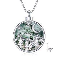 wholesale TOUPOP Urn Necklace For Ashes Sterling Silver Abalone Shell Cremation Jewelry For Ashes Jewelry Gifts For Nature Lovers Keepsake Memorial Jewelry For Women -style_name:2-Mountain Range-Moss Agate Crystal