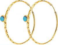 wholesale 925 Sterling Silver with Turquoise Stone Circle Endless Hoop Earrings for Women-Hoop Earrings