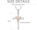 wholesale 925 Sterling Silver Rose Gold Heart & White Diamond Cross Pendant Necklace for Women-0-4