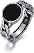 wholesale 925 Sterling Silver Onyx Vintage Oxidized Adjustable Ring for Women-0-0