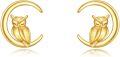 wholesale 14k Gold Owl Moon Stud Earrings for Women - Real Gold s-0-0