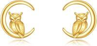 wholesale 14k Gold Owl Moon Stud Earrings for Women - Real Gold s-C-Owl