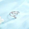 wholesale 925 Sterling Silver Adjustable Cat Design Open Ring for Women Animal Lover -0-2