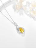 wholesale 925 Sterling Silver Citrine & Cubic Zirconia November Birthstone Necklace-0-2