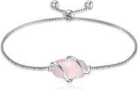 wholesale  Sterling Silver Gemstone Dainty Link Bracelet for Women -A-Rose Quartz
