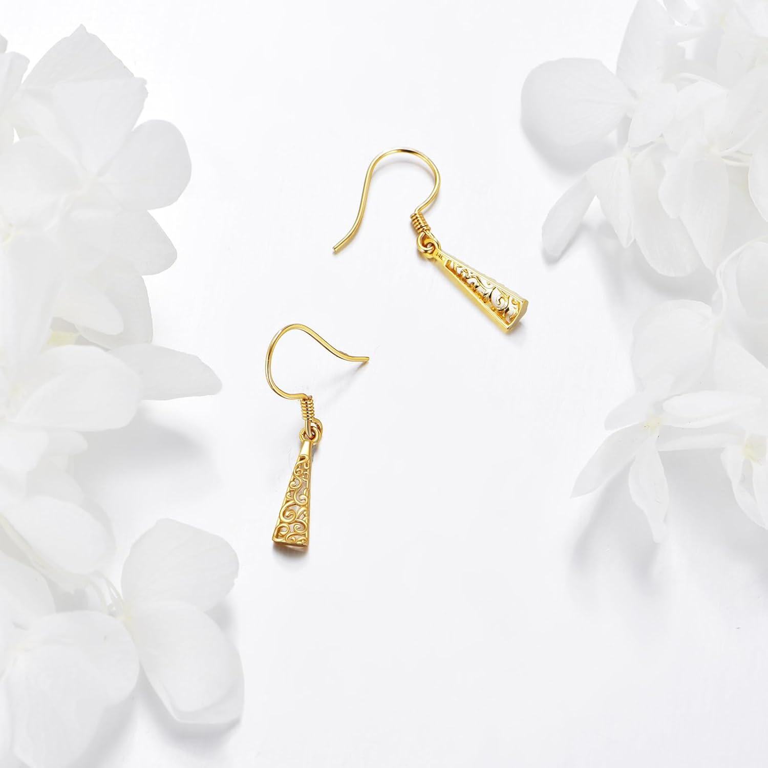 wholesale 18K Gold Spiral Vine Triangle Drop Leverback Earrings-0-4
