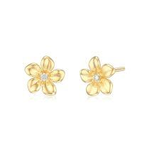 wholesale 14K Yellow Gold Moissanite Diamond Flower Stud Earrings for Women Push Backs Gift for Mom Wife Friend-10mm Lab Grown Diamond Earring