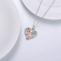 wholesale 925 Sterling Silver Heart Necklace with Rose Gold Plated Axolotl Pendant-0-2
