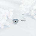 wholesale 925 Sterling Silver Heart Earrings Wholesale With Evil Eye Blue And White Cubic Zirconia-0-3