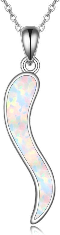wholesale 925 Sterling Silver Opal Teardrop Pendant Necklace-White