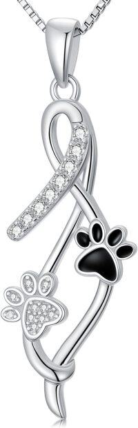 wholesale 925 Sterling Silver Infinity Paw Print Pendant Necklace - Elegant Pet Jewelry Gift for Women-Paw Print