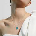 wholesale 925 Sterling Silver Natural Turquoise Flower Shape Pendant Necklace for Women Girls  43cm Chain Length-0-1