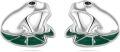 wholesale 925 Sterling Silver Green Enamel Frog Stud Earrings Animal s for Women Girls-0-0