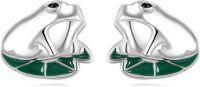 wholesale 925 Sterling Silver Green Enamel Frog Stud Earrings Animal s for Women Girls-Frog-1
