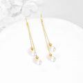 wholesale Gold Solid 14K Freshwater Pearl Threader Tassel Dangle Earrings-0-3