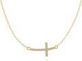 wholesale 14K Gold Sideways Diamond Cross Necklace for Women - First Communion Gift-0-0