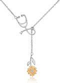 wholesale TOUPOP Nurse Christmas Gifts Sunflower Nursing Graduation Gifts Sterling Silver Stethoscope Necklace For Women Sunflower Pendant Lariat Necklace Doctor Graduation Gift Gift For Nurses Female -0-0