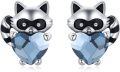 wholesale 925 Sterling Silver Crystal Raccoon Heart Studs for Sensitive Ears-0-0