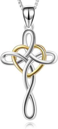wholesale 925 Sterling Silver Celtic Knot Infinity Heart Love Pendant Necklace for Women Girls -God Heart Cross Necklace