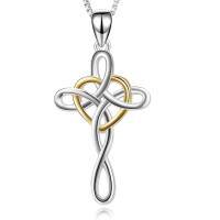 wholesale 925 Sterling Silver Celtic Knot Infinity Heart Love Pendant Necklace for Women Girls -God Heart Cross Necklace