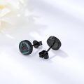wholesale 925 Sterling Silver Black Plated Valknut Stud Earrings with Blue Stone Inlay and Norse Symbol Design-0-1