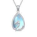 wholesale 925 Sterling Silver Teardrop Blue Opal CZ Mermaid Pendant Necklaces for Women Ocean Beach Gifts-0-0